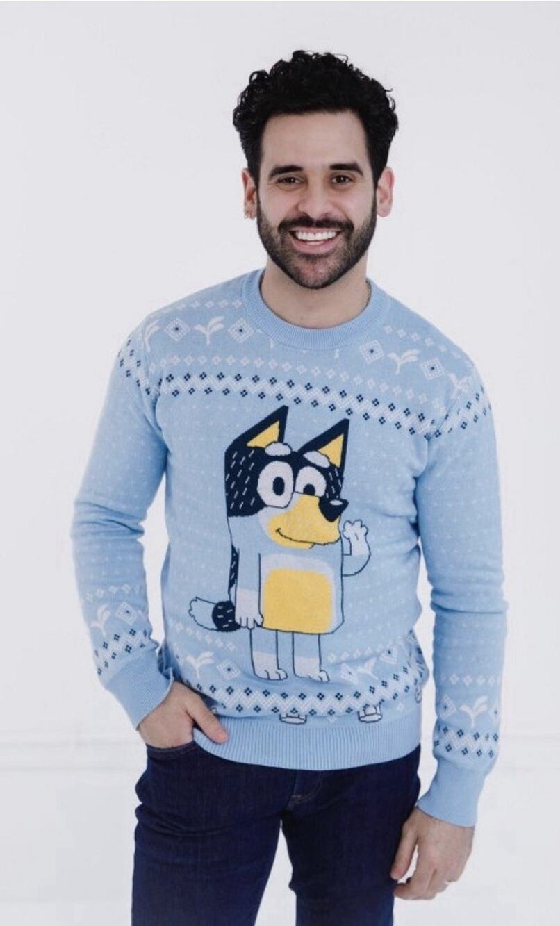 Bluey Cotton Crew Neck Pullover Family Fun Holiday Blue Men’s S